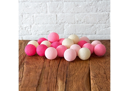 Гирлянда из хлопковых шариков "Розовая" (10 шариков)