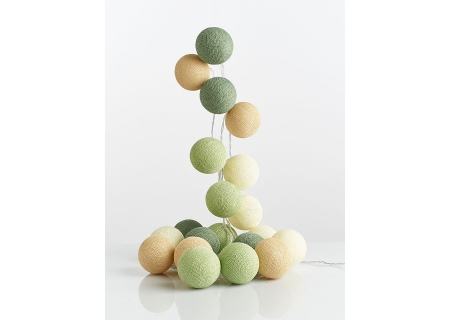 Гирлянда из хлопковых шариков "Фисташковое джелато" (20 шариков)