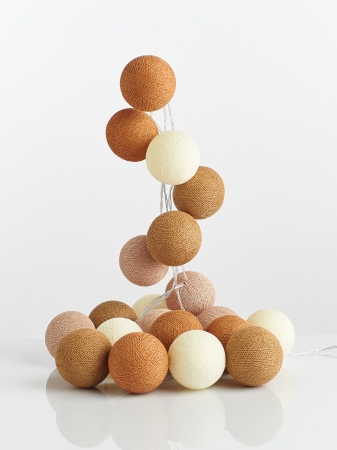 Гирлянда из хлопковых шариков "Капучино" (20 шариков)