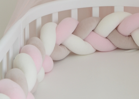 Бортик плетёный для кроватки Classic (белый, бежевый, розовый)