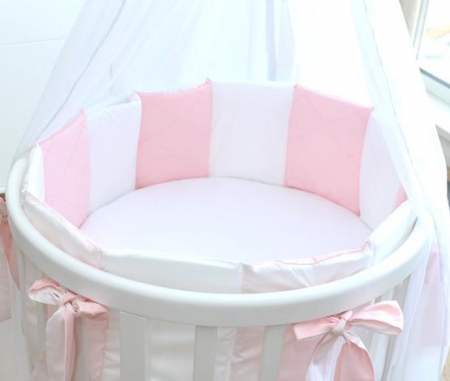 Комплект с бортиками для кроватки Ellipsebed "классика" (розовый, плоские бортики)