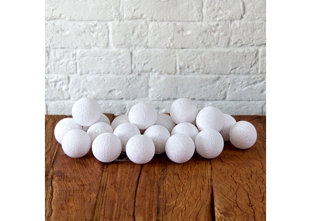Гирлянда из хлопковых шариков "Белая" (10 шариков)